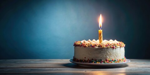 Birthday cake with lit candle , celebration, dessert, sweet, party, candlelight, birthday, special occasion, event