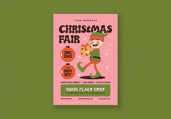 Retro Groovy Christmas Fair Flyer