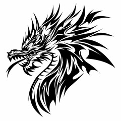 Tribal dragon tattoo design illustration