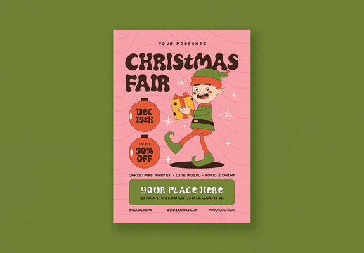 Retro Groovy Christmas Fair Flyer