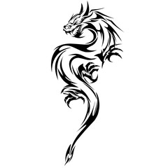 Tribal dragon tattoo design illustration