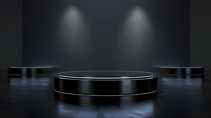Elegant Black Podium with Spotlights 