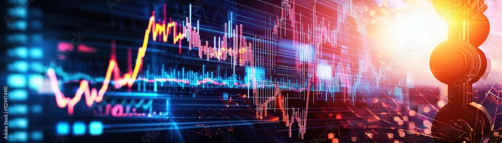 Poster dynamic financial market data visualization with digital elements