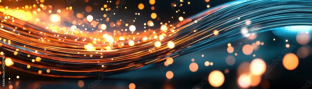 Poster abstract glowing background with flowing light and colorful bokeh