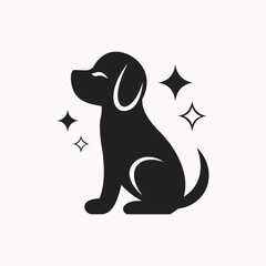 Circle Puppy Logo Cute Silhouette with Stars