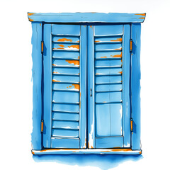 Blue wooden window