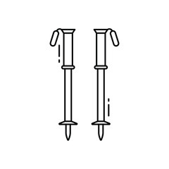 Trekking pole vector icon