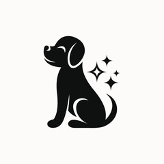 Circle Puppy Logo Cute Silhouette with Stars