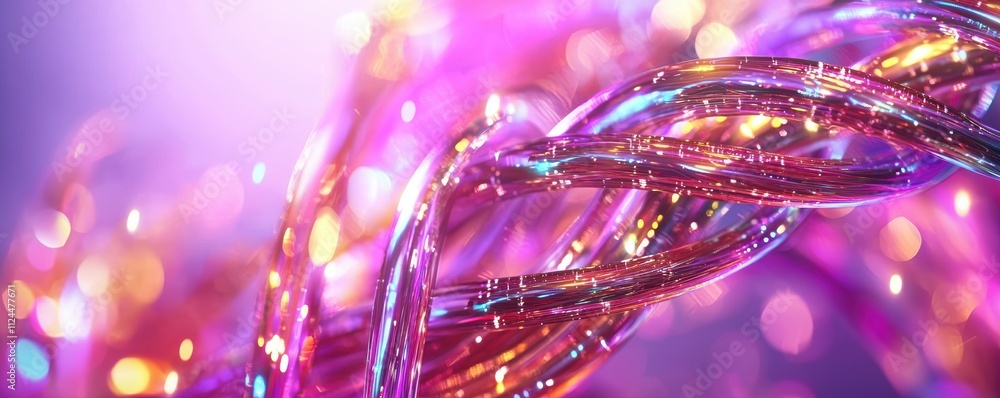 Poster abstract colorful light trails with twisted shapes and soft background