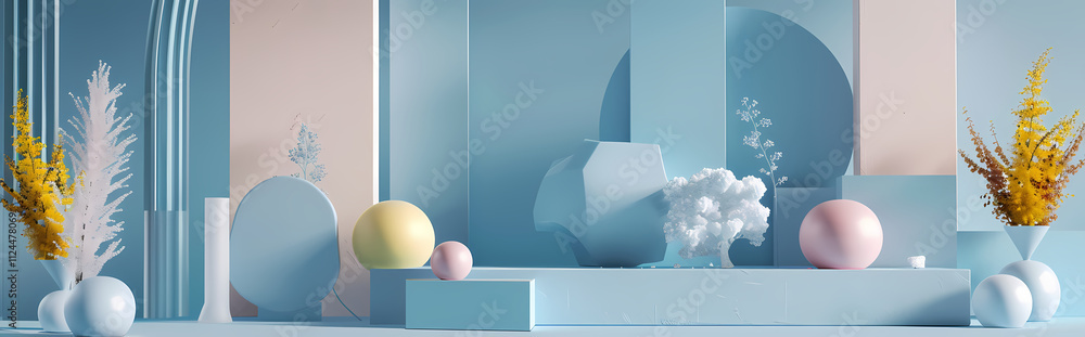 Poster abstract minimalist product display: a serene and stylish backdrop for showcasing products. the comp
