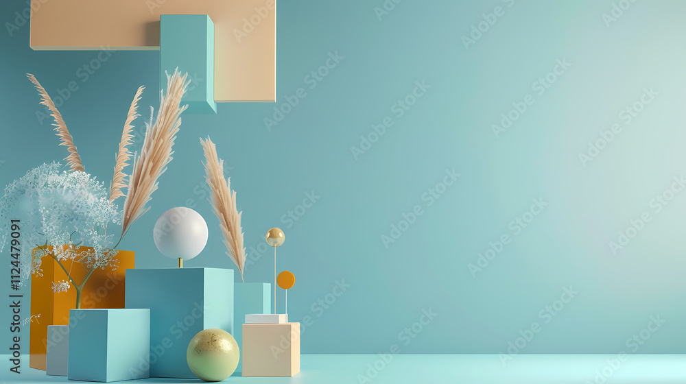 Poster pastel serenity: abstract product display scene