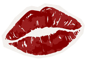 PNG kiss mark collage element sticker, transparent background