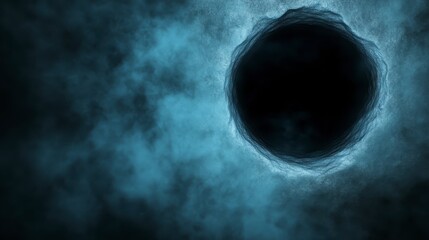 Mysterious Dark Hole in Smoky Blue Clouds Abstract Background