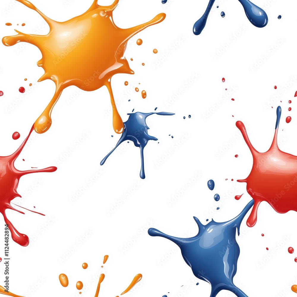 Poster bright ink splatter seamless pattern for creative design projects and backgrounds