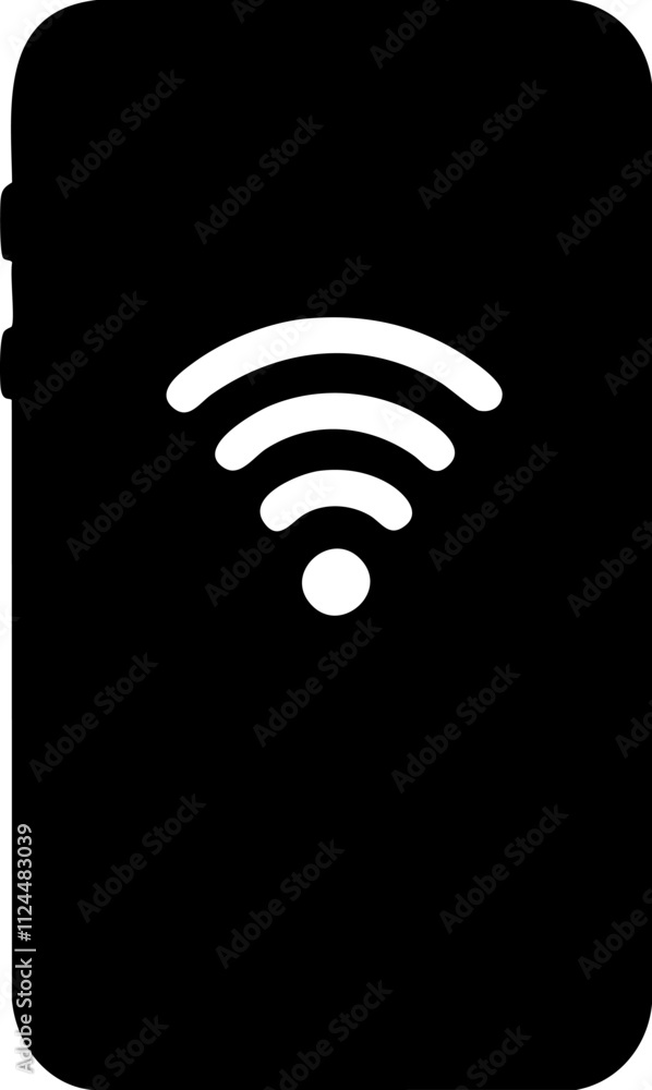 Poster a modern smartphone displaying a wi-fi symbol, representing connectivity and wireless communication 