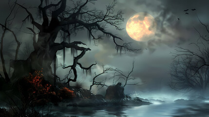 Mystic Swamp under Blood Moon