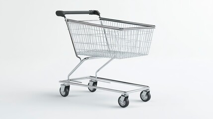 Shopping trolley isolated on white. Realistic. 3D render. 