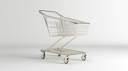 Shopping trolley isolated on white. Realistic. 3D render. 