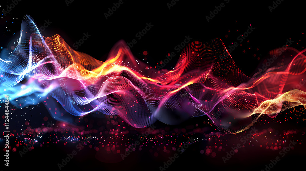 Aufkleber abstract energy flow: a mesmerizing dance of light and color. vibrant red, blue, and yellow hues swi