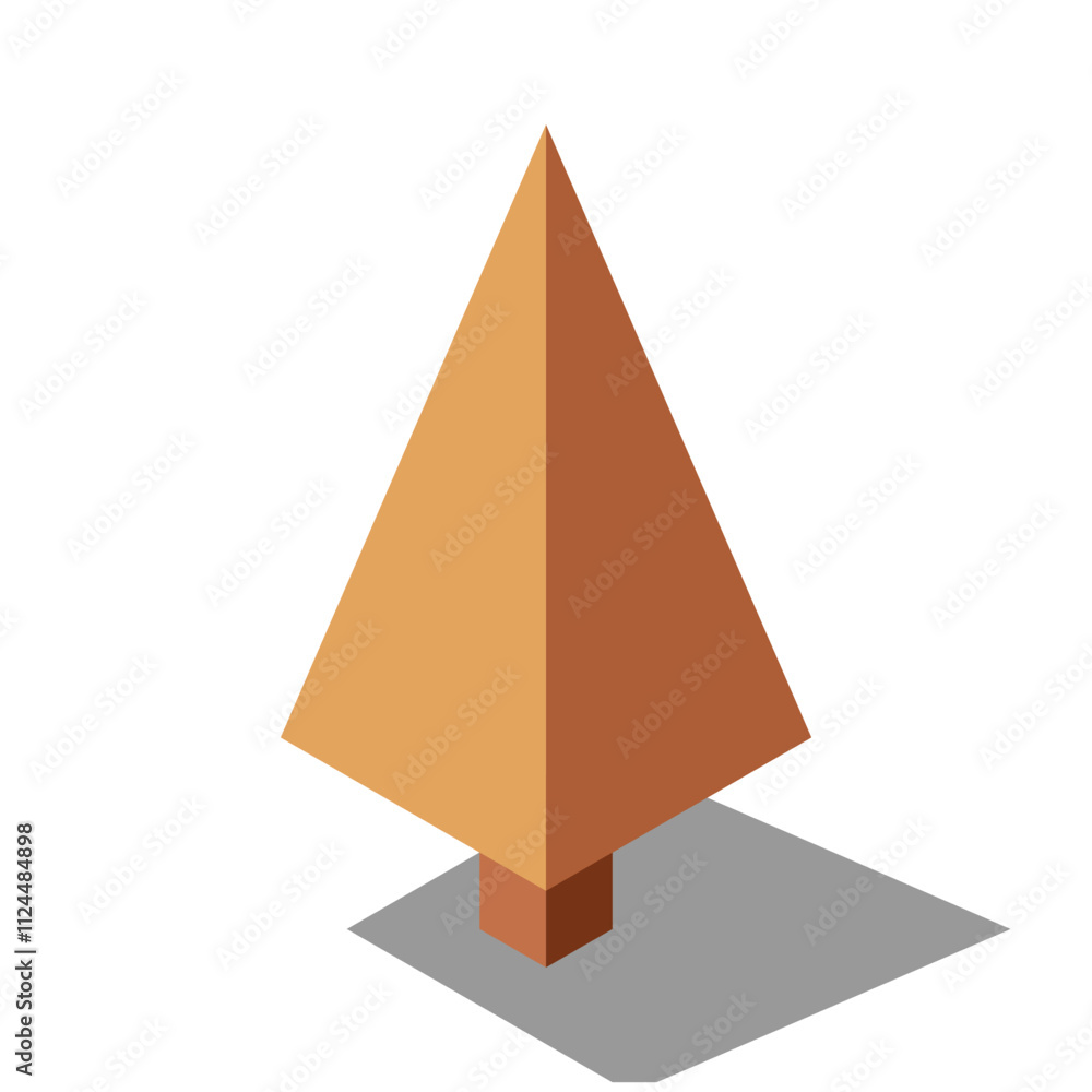 Poster isometric vector autumn tree. tree isometric elements. isometric tree element for landscape design. 