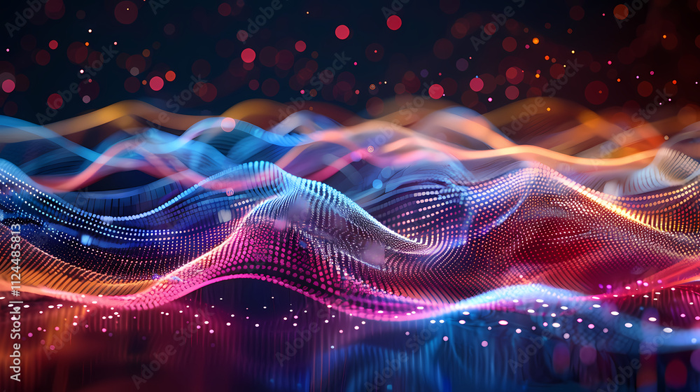 Aufkleber abstract waves of digital energy: a mesmerizing abstract background of colorful, digital waves, puls
