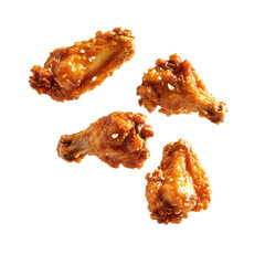 fried chicken wings and drumstick isolated on white and transparent background