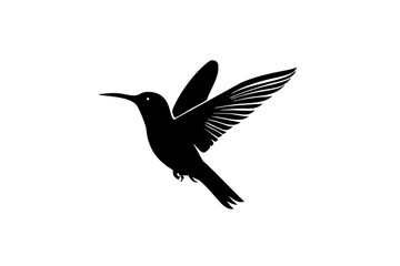 A stylized silhouette of a hummingbird in flight, showcasing its wings and body in a minimalist design.