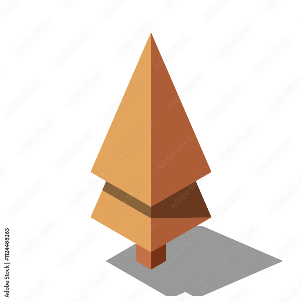 Poster isometric vector autumn tree. tree isometric elements. isometric tree element for landscape design. 