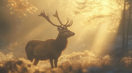 Red Deer in morning Sun, wildlife photography