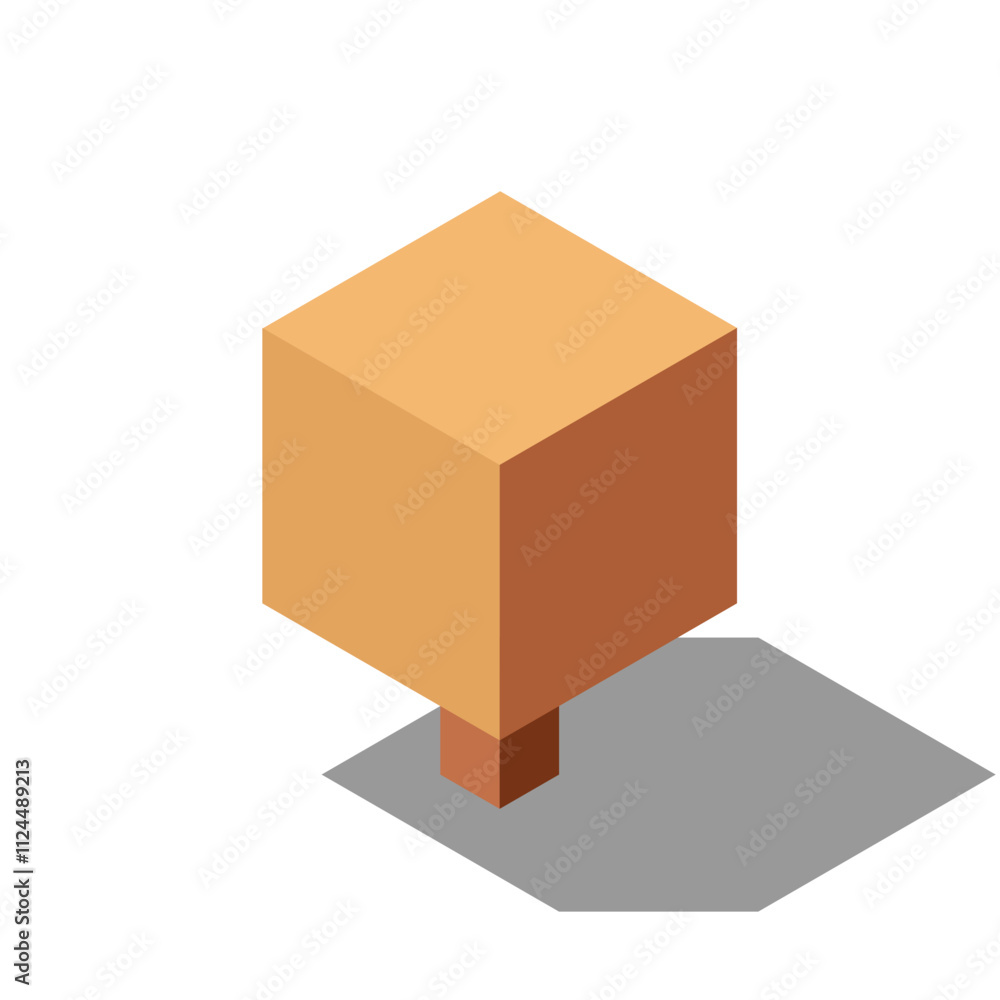 Poster isometric vector autumn tree. tree isometric elements. isometric tree element for landscape design. 