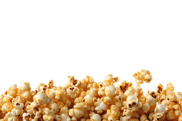 Golden caramel popcorn isolated on white and transparent background
