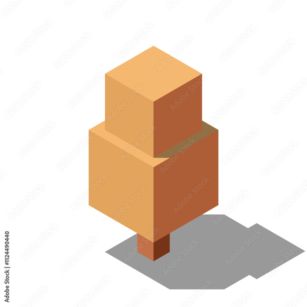 Poster isometric vector autumn tree. tree isometric elements. isometric tree element for landscape design. 
