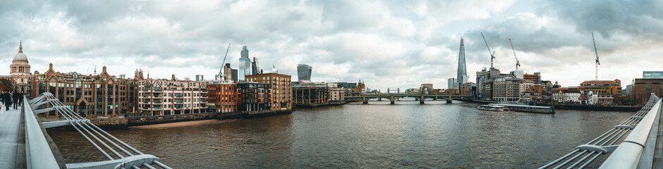 Panoramic view of london featuring the shard, river thames, and millennium bridge