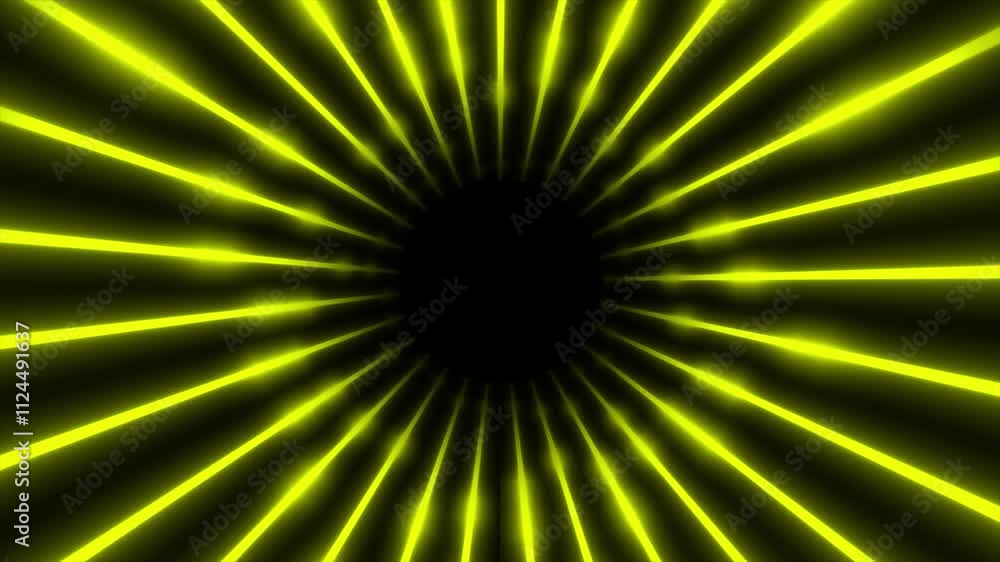 Aufkleber yellow color glowing and shiny neon lines 3d tunnel modern design loop-able dark geometrical backgro