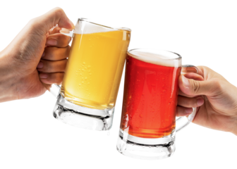 Toasting with beer mugs png