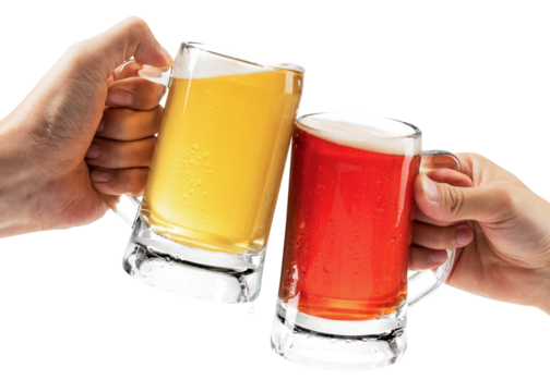 Toasting with beer mugs png