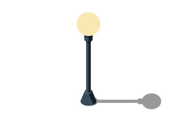 Isometric of light lamp pillar. Isometric street light. Isometric icon of a park light. Light pillar icon. Isometric outdoor lighting