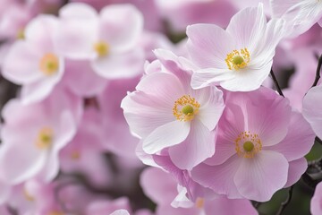 Obraz premium Bee collect pollen from pink flower (Cosmos bipinnatus). Close-up. Side view. Beautiful simple AI generated image