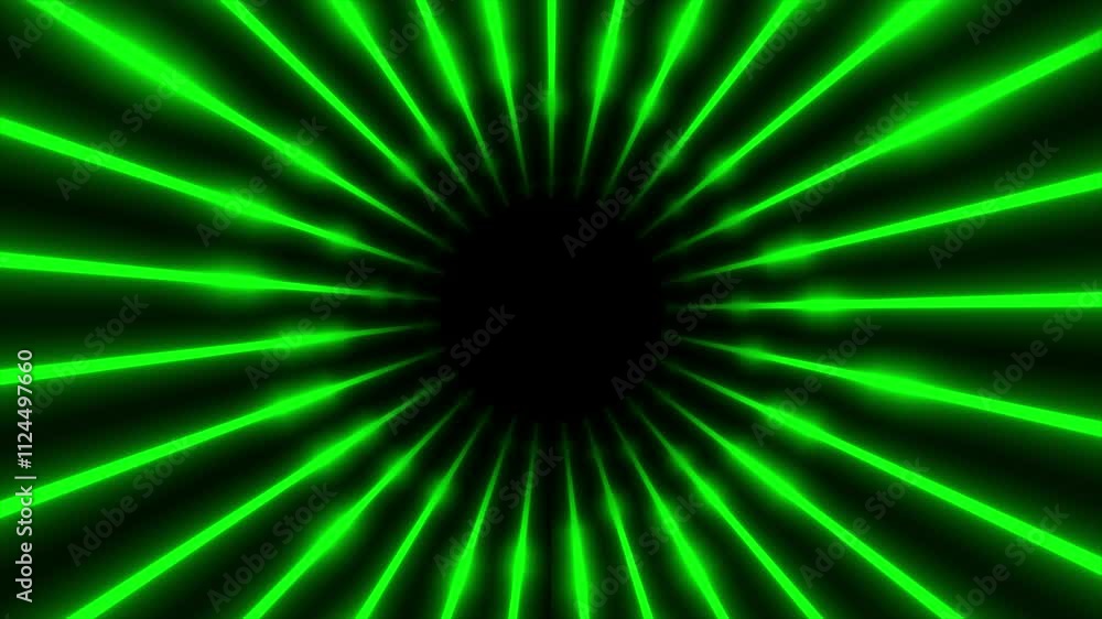 Poster green color glowing and shiny neon lines 3d tunnel modern design loop-able dark geometrical backgrou