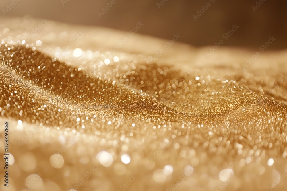 Poster golden sand texture glittering under sunlight, creating a luxurious and elegant background with boke