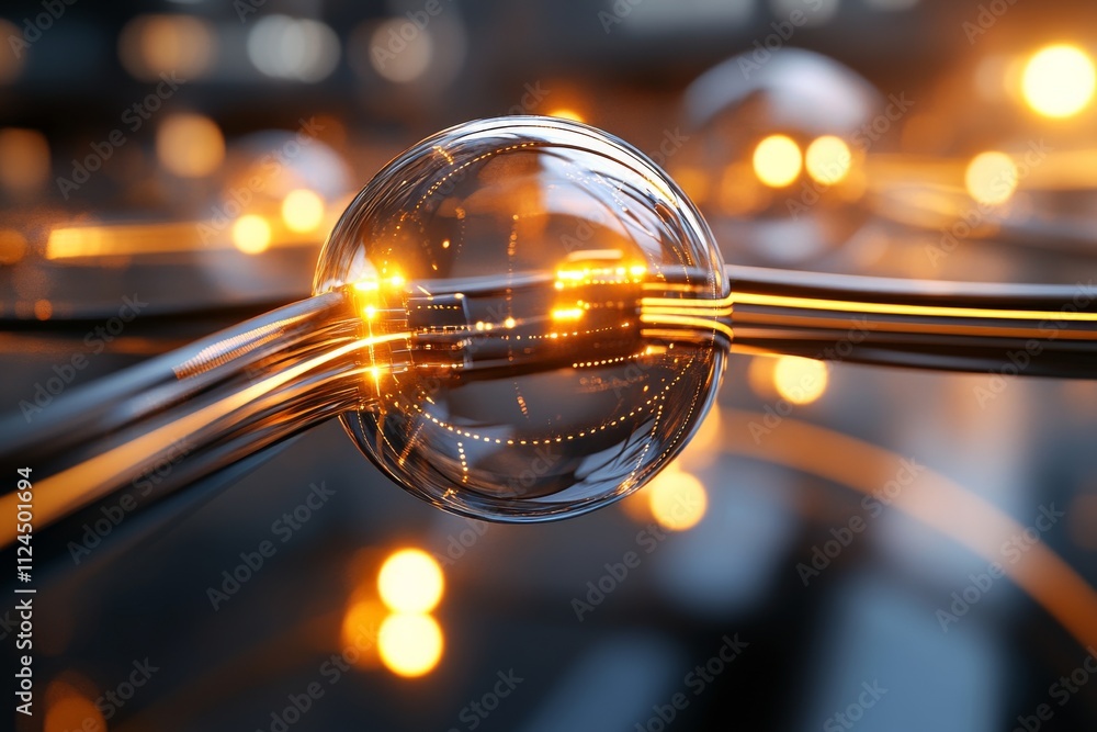 Aufkleber complex interplay of light and reflection in a futuristic abstract design featuring metallic spheres