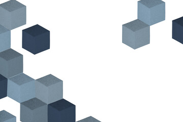 Blue paper craft cubic patterned background