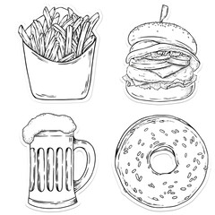 Food and beverage sticker set design element