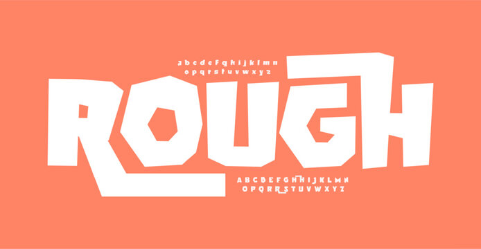 Bold rough sans serif alphabet, uneven handcrafted letters, rugged urban font for unique branding, creative typography, raw modern design. Vector typeset.