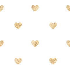 Seamless glittery gold hearts patterned background