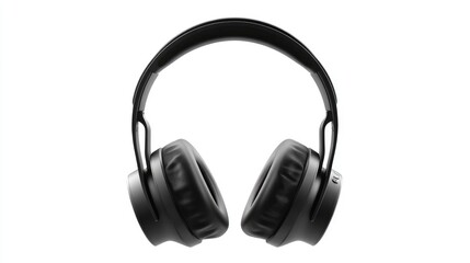 Fototapeta premium Stylish Black Headphones with Leather Cushions