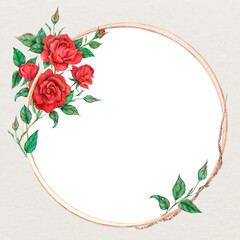 Rose round gold frame png transparent background