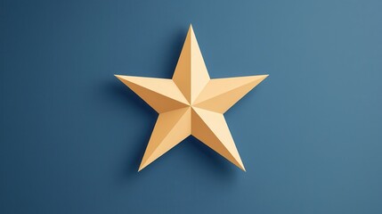 Simple Geometric Star Shape in Soft Yellow Color on Blue Background