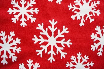 Red background with large white snowflake close-up