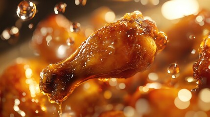 Juicy Chicken Drumsticks with Glaze and Droplets